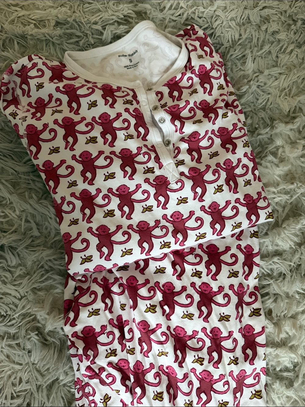 Women’s Pink Monkey Print Pajama Set - roller rabbit